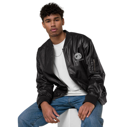 Halie Moon Leather (Vegan) Bomber Jacket