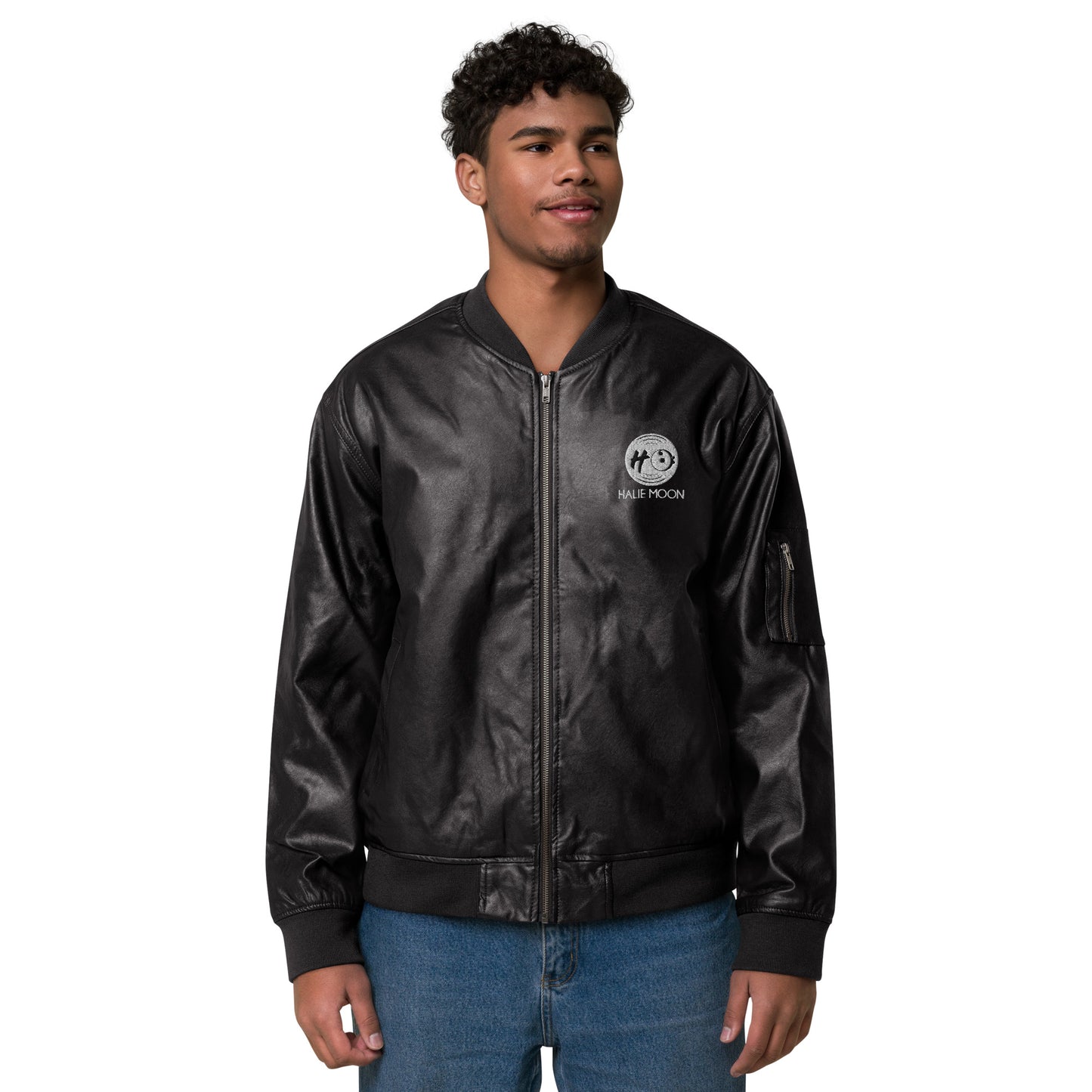 Halie Moon Leather (Vegan) Bomber Jacket