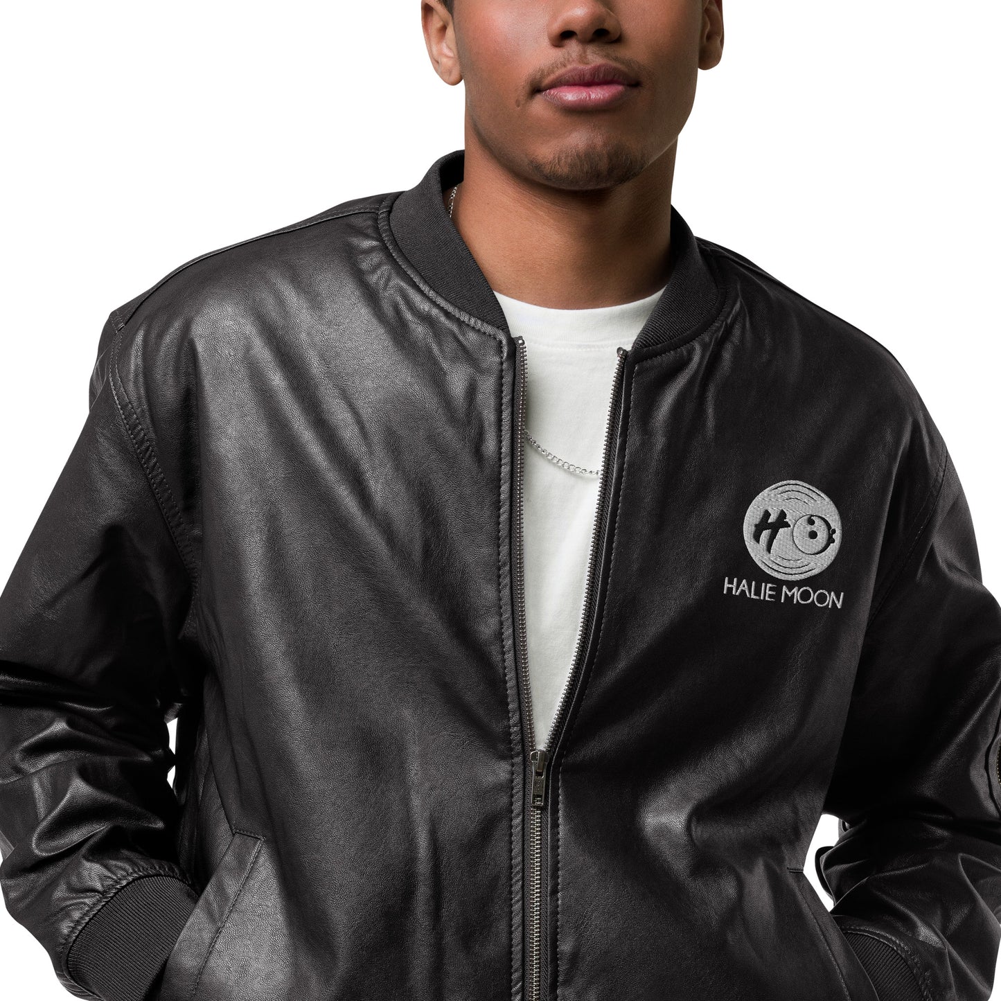 Halie Moon Leather (Vegan) Bomber Jacket