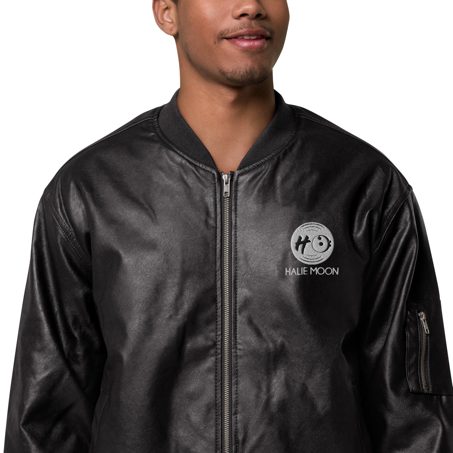 Halie Moon Leather (Vegan) Bomber Jacket