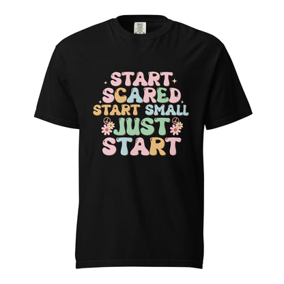 Selah's "Just Start" Affirmation, Unisex garment-dyed heavyweight t-shirt