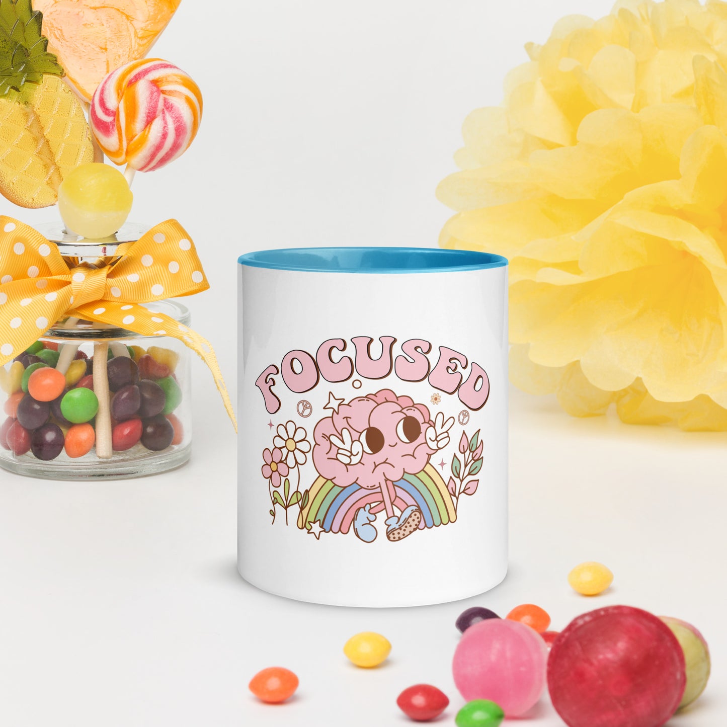 Cute "Focused" Affirmations by Selah Mug with Color Inside!