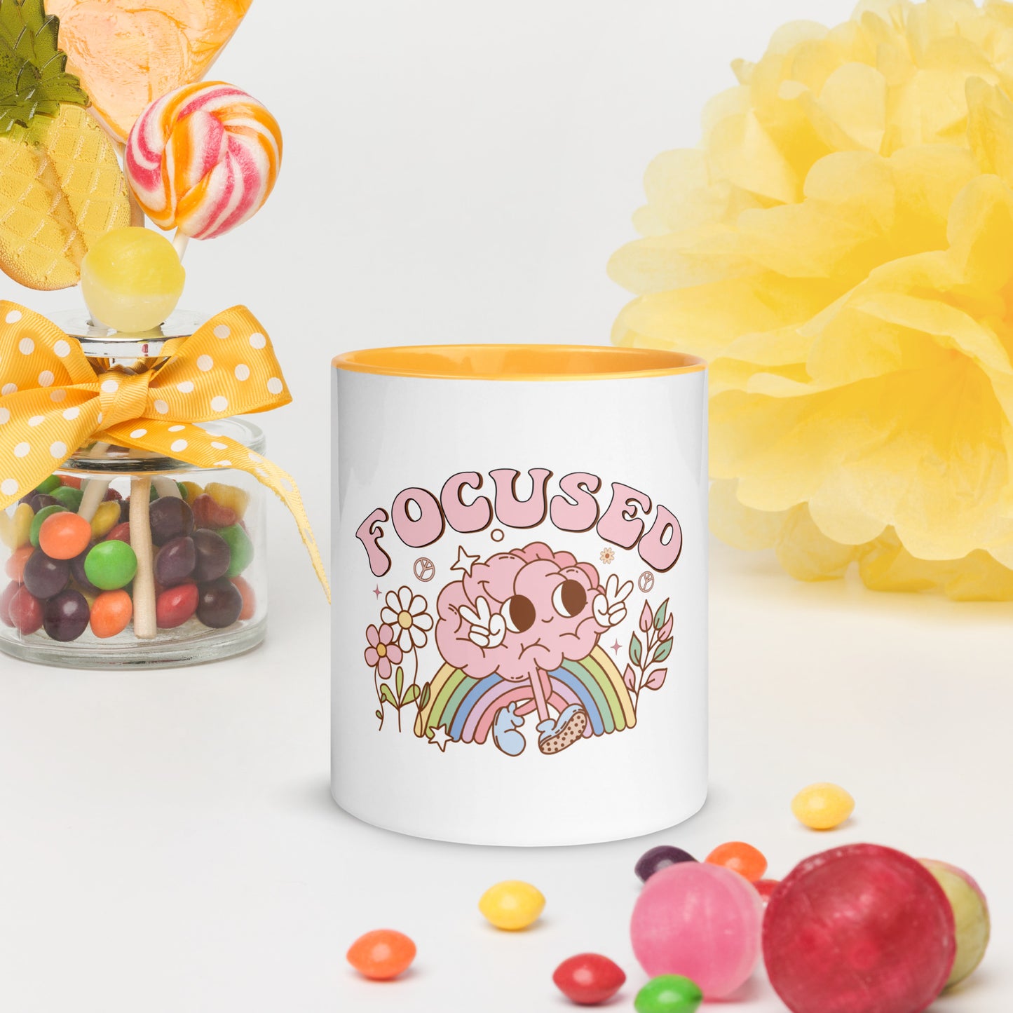 Cute "Focused" Affirmations by Selah Mug with Color Inside!