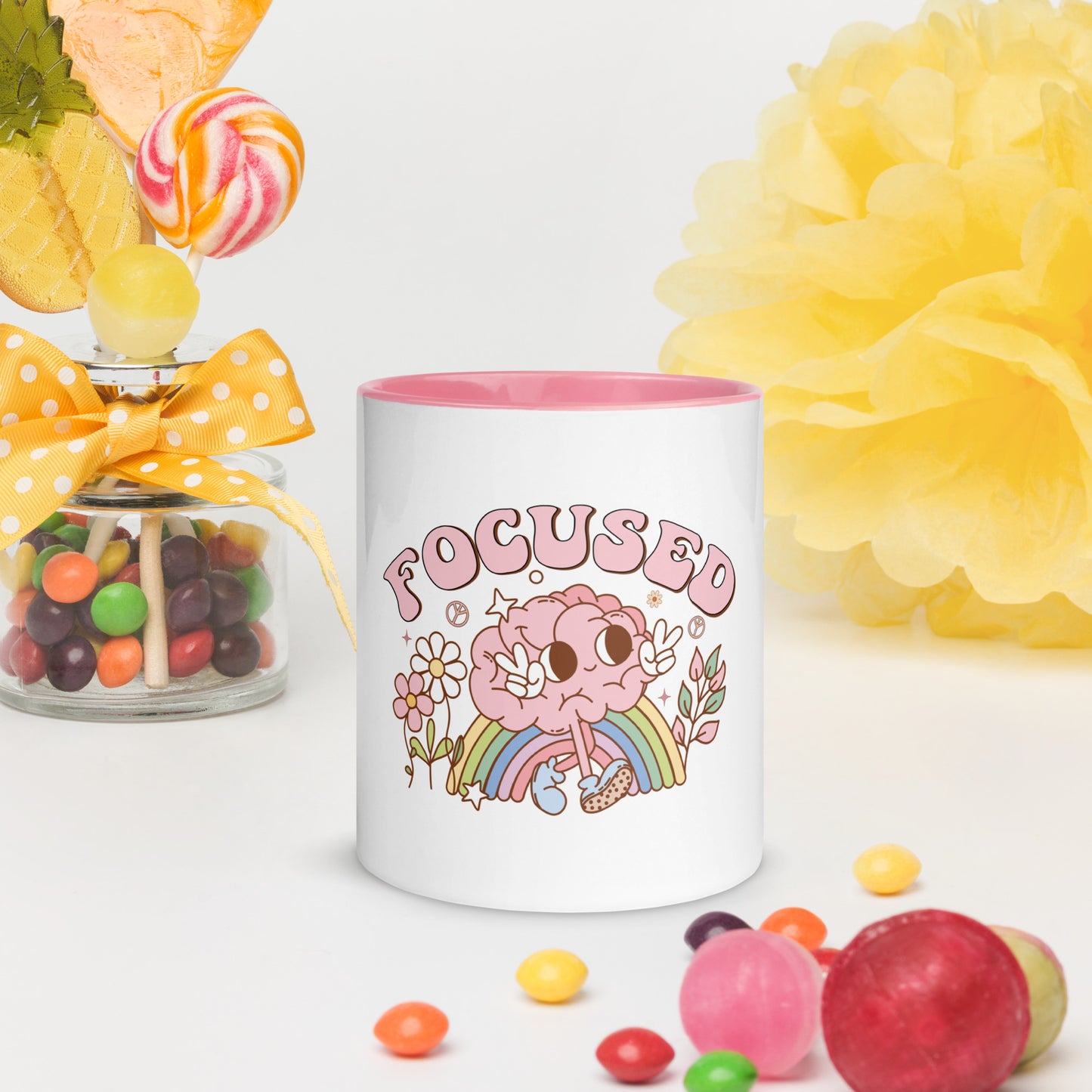 Cute "Focused" Affirmations by Selah Mug with Color Inside!