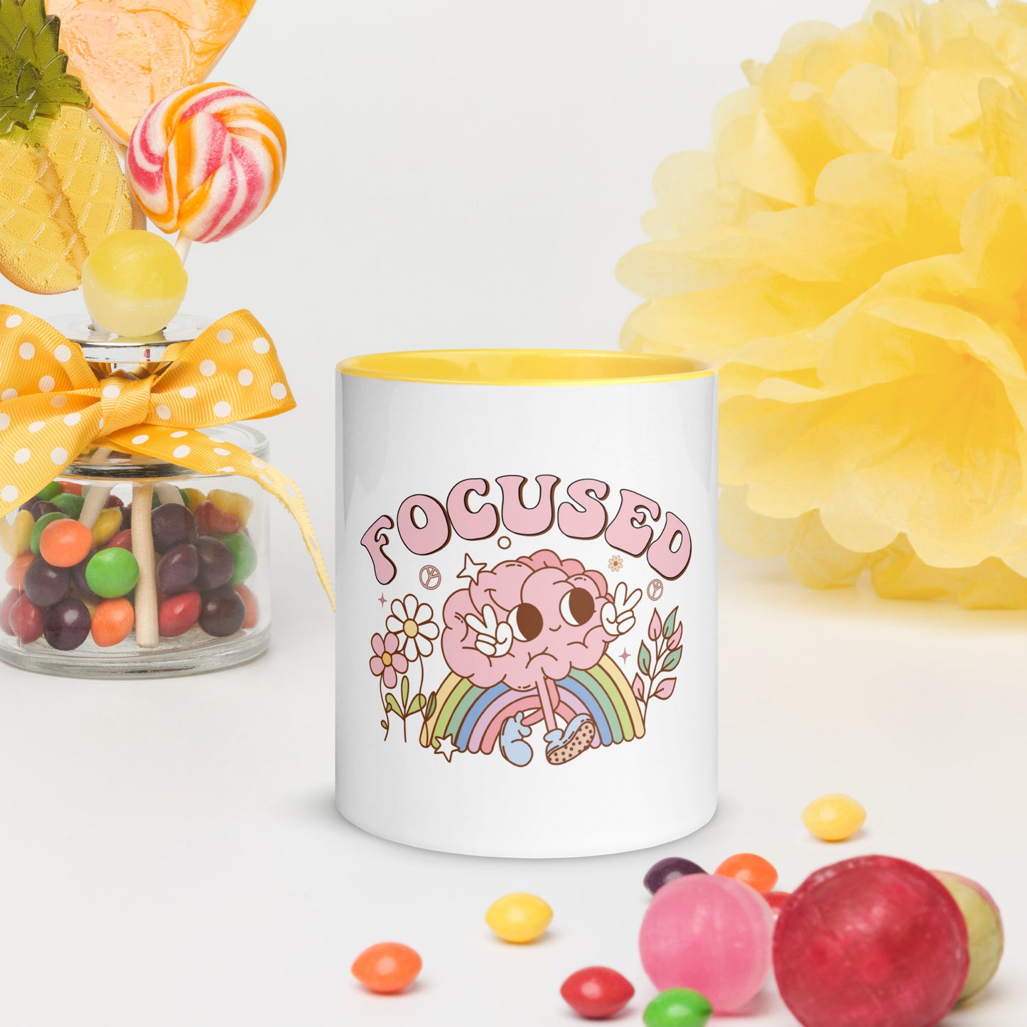 Cute "Focused" Affirmations by Selah Mug with Color Inside!