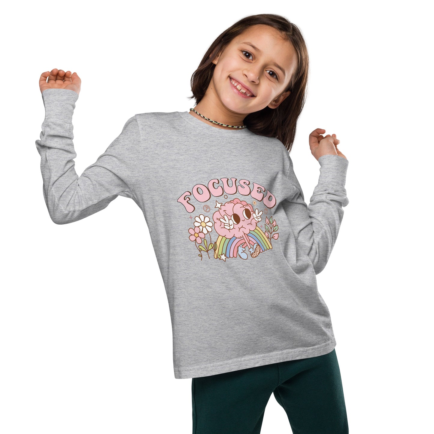 Cute "Focused" Affirmations by Selah Youth long sleeve tee