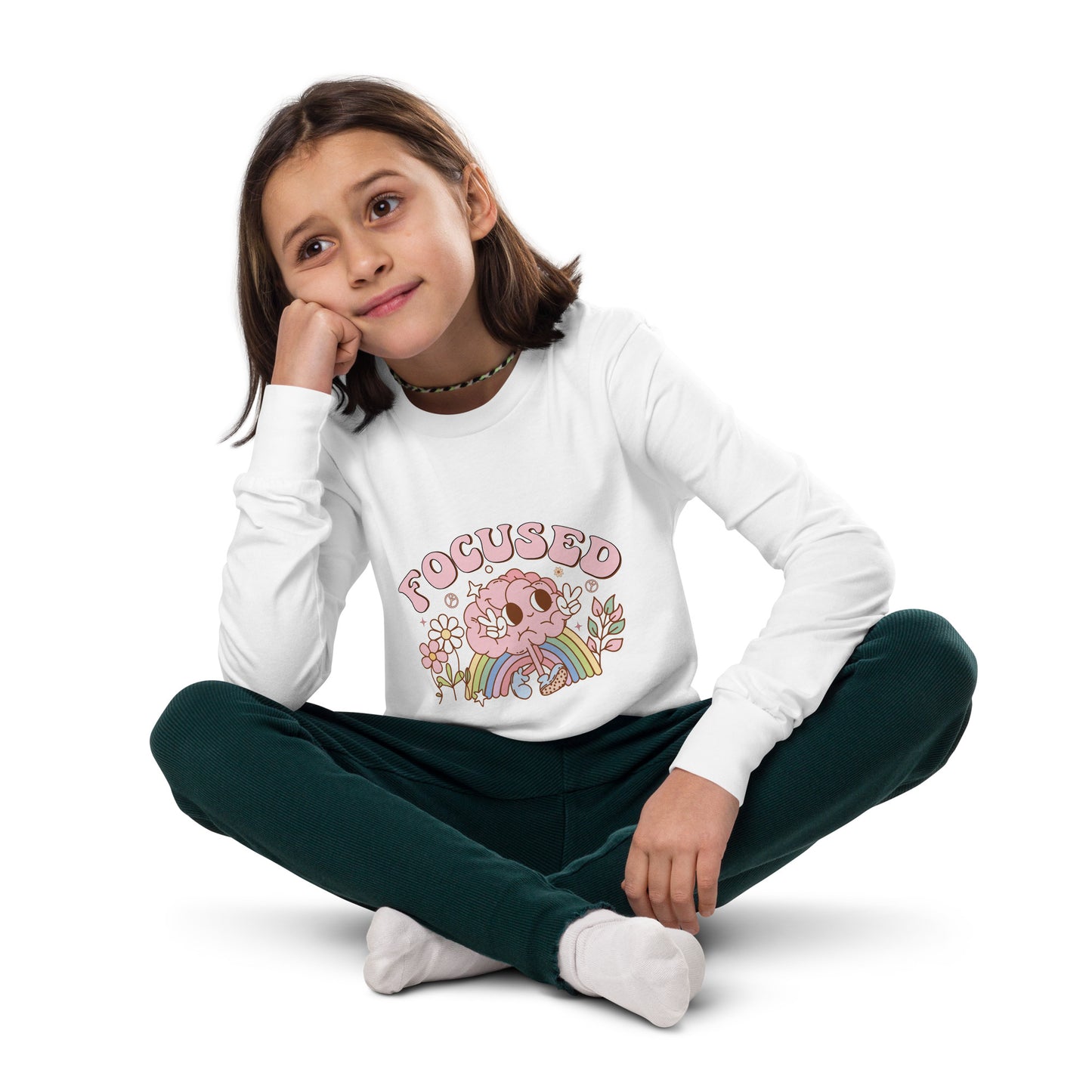 Cute "Focused" Affirmations by Selah Youth long sleeve tee